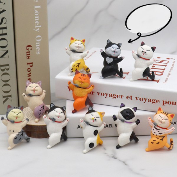 10 stk Toy Cat Collection Morsomme miniatyrer Lucky Cat Ornament D as the picture One Size
