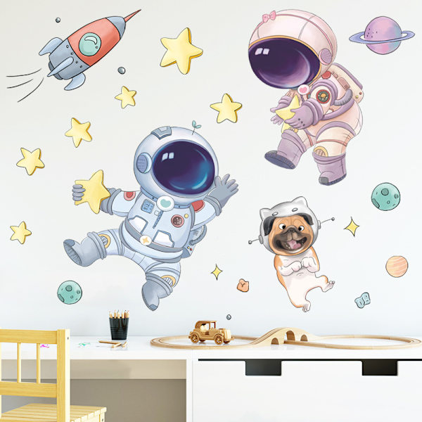 e Space Astronaut Wall Stickers til børn Vægdekoration til børneværelse one size