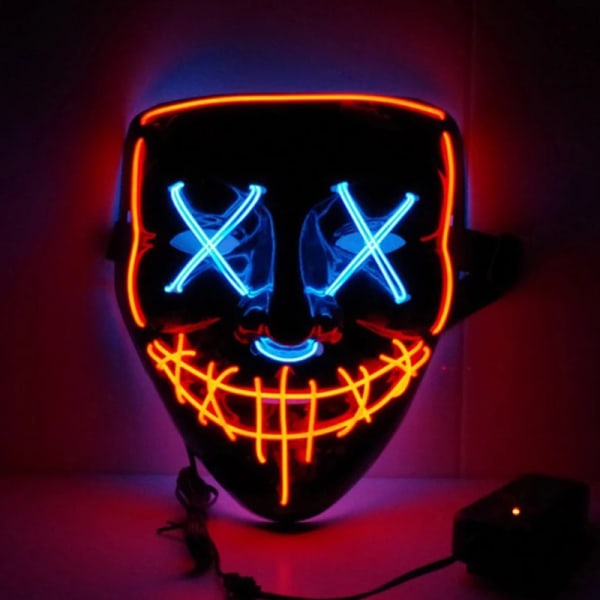 Halloween LED Mask Party Light Up Mix Color Masque Glow In Da Sky blue