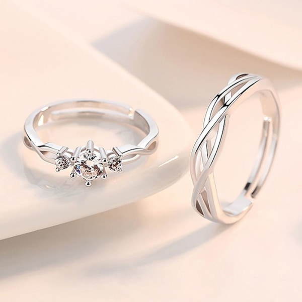 Romantic The Little Prince Fox Couples Rings e Open Justerbar A3