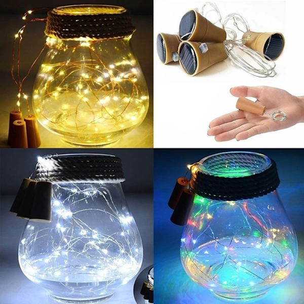Solenergi Vinflaska Lampor LED Strings Koppartråd Hem Pa Multicolor 2M-20LED