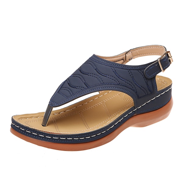 Dame Sandaler Blød Bund Kiler Sko Damer Sommer Sandaler Med Blue 39