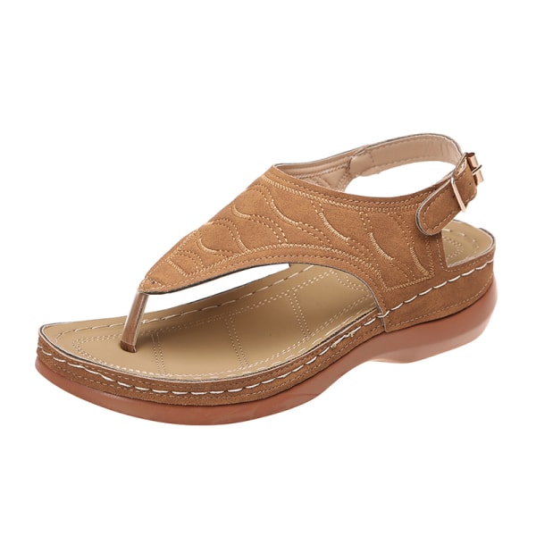 Dame Sandaler Blød Bund Kiler Sko Damer Sommer Sandaler Med Brown 43