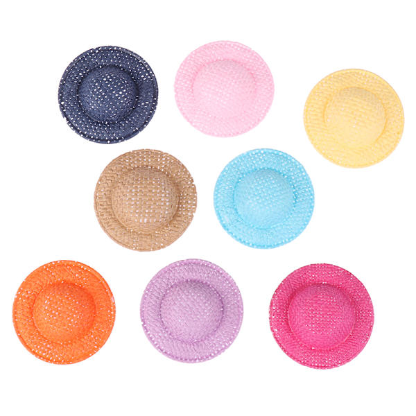 5 Styck Dollhouse Handvävd Straw Hat Doll Mini Coloful Hat Doll Coffee