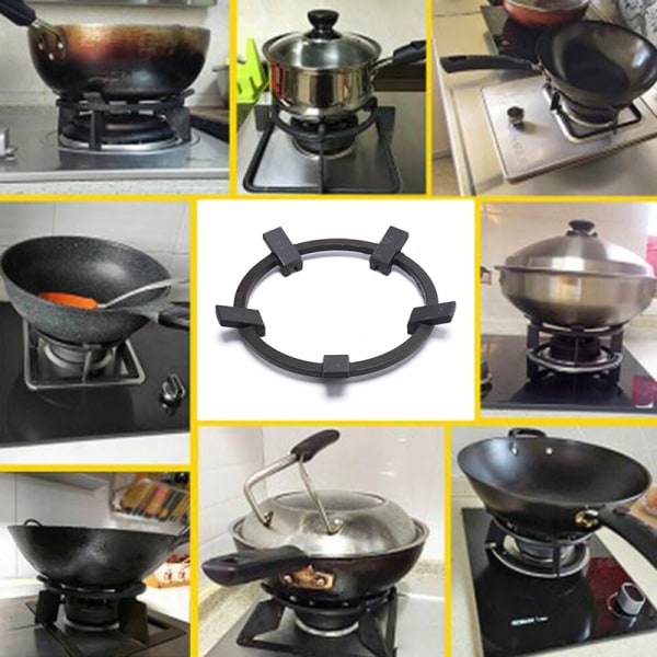 Wokställ Iron Wok Pan Stödställ för brännare Hällar Kök T B