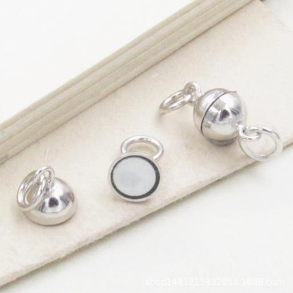 10 st magnetiska hummerspännen Spännekrok rund boll gör-det-själv smycken White 6mm