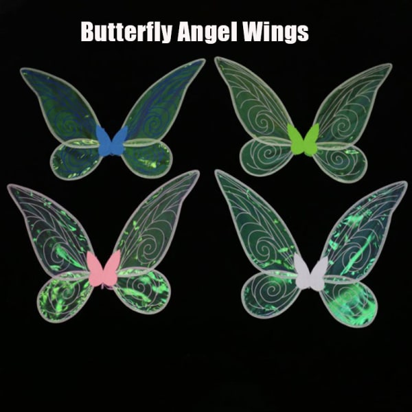 Lapset Enkeli Ihana keiju Butterfly Wings Fancy Dress Party C Green