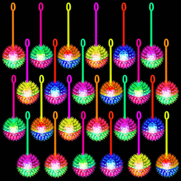 24 stykker Light Up Bouncy Ball Light up Spike Rubber Ball Senso Green