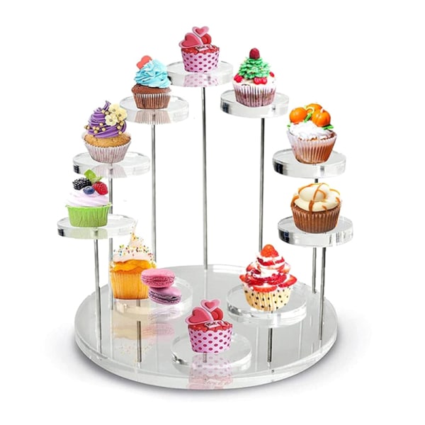 Flerlagers rund Cupcake-stativ Akryl Display Stand Smycken C White L 8da5 |  White | L | Fyndiq