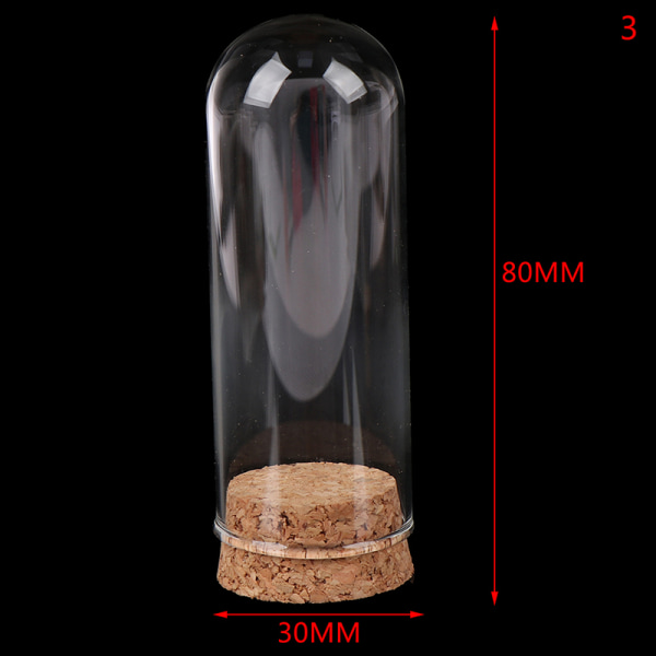 1/6 Doll Glass Dome Display puinen korkkikellopurkki puisella pohjalla 3(30*80mm)