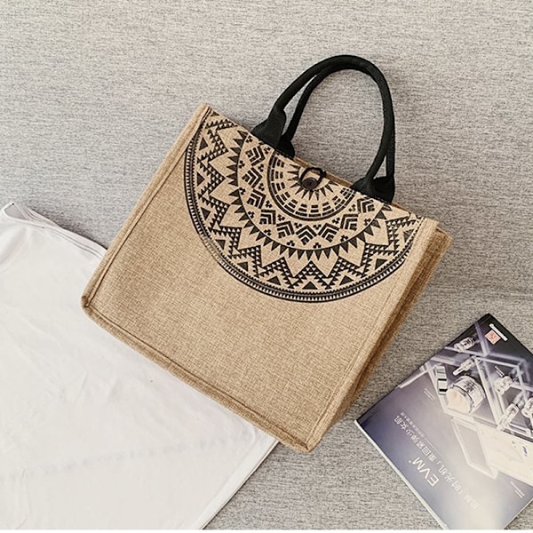 Canvas Handväskor För Kvinnor Mode Tote Strandväskor Återanvändbar Butik 1pc