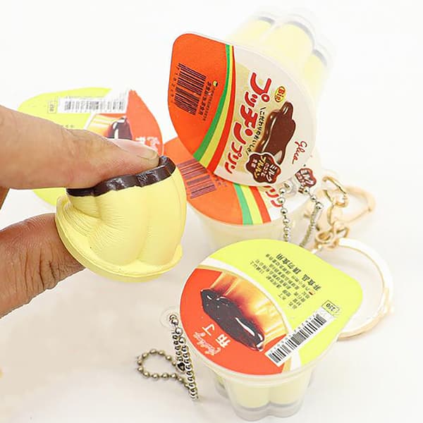 Novelty Pudding Pendant Play Reduce Pressure Keychain Stress R A