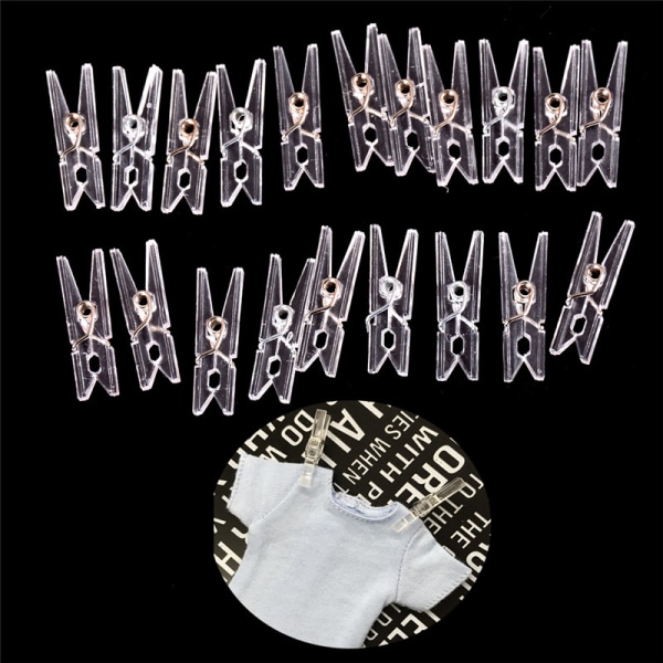 20 stk mini klar plastik dukke tøjklemme fotopapir clips 20 pcs One Size