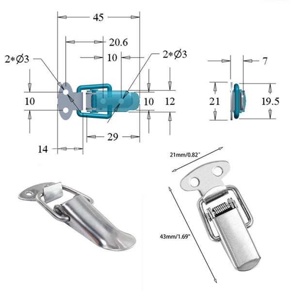 4st Duck-mouth Spänne Mini Lock Present resväska Case Spännen Tog one size