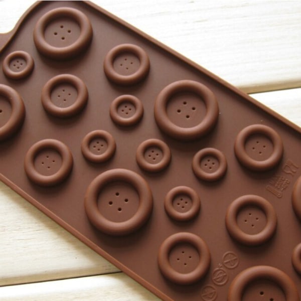 1X DIY-knappformet sjokoladefondantform Silikonformer Moul