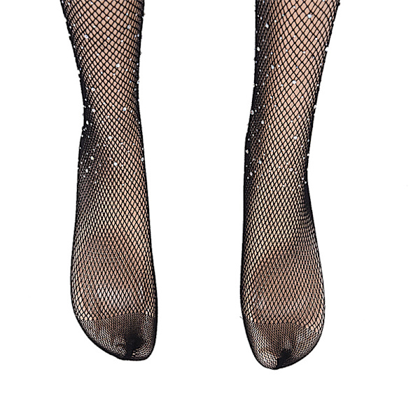 Nya kvinnor Crystal Rhinestone Fishnet Net Mesh strumpor T Nude 76cm