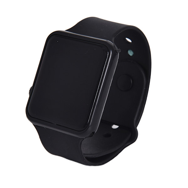 Firkantet Silikone Digital Ur Rød LED Ure Metal Armbåndsur Black