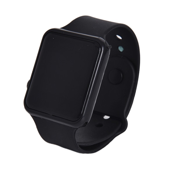 Neliönmuotoinen silikoni digitaalinen watch Punainen LED kellot metallinen rannekello Black