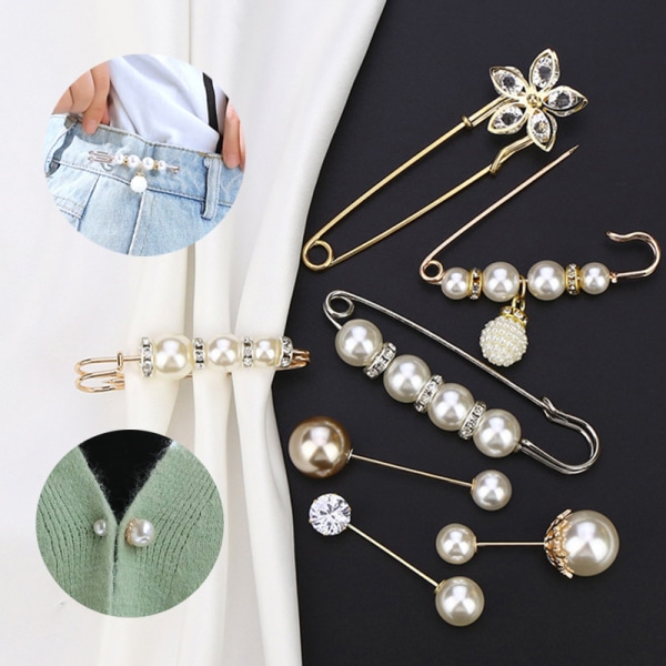 Kläder Broscher Pearl Lapel Pin Tröja Klänning Brosch Byxor Pi C