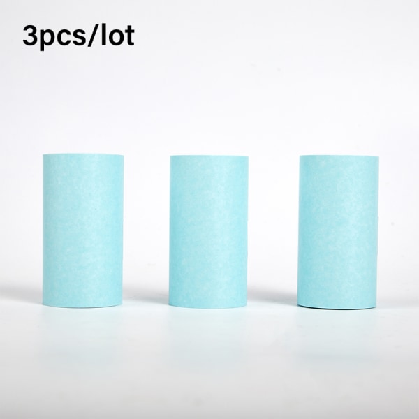 3 stk mini fotoskriver Utskrivbart klistremerke Papirrull selvklebende Blue
