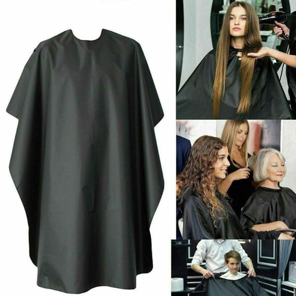 Vuxen Frisör Cape Gown Frisörsalong Cover Grooming Förkläde Un Black