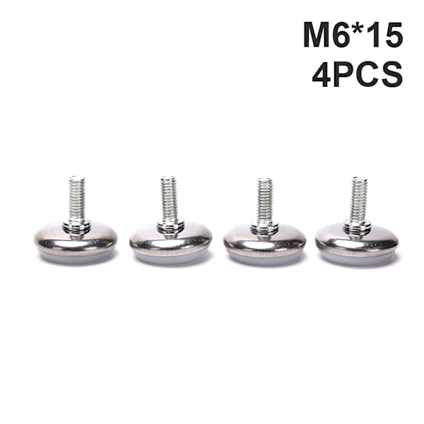 4 STK M6 M8 15/20/25 mm justerbare stålmøbelben Anti-skli 6*15