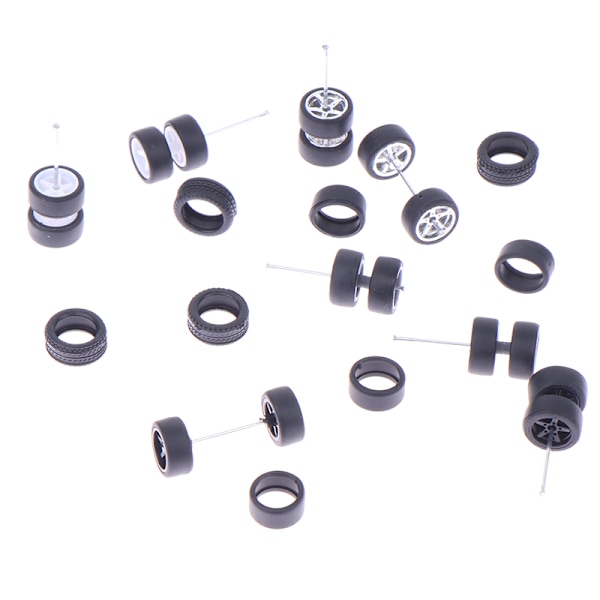 1 set DIY fordonsleksaker 1:64 bilhjul för gummidäck med whee C
