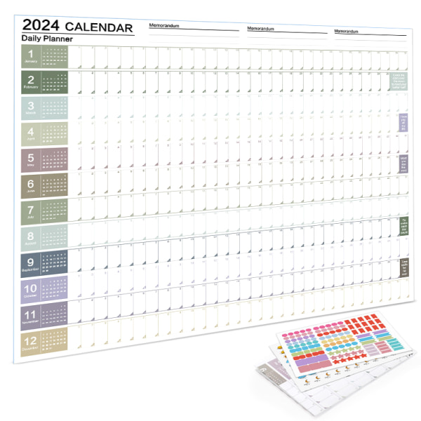 2024 Vägghängande kalender Kawaii Årsplanerare Memo Sch B