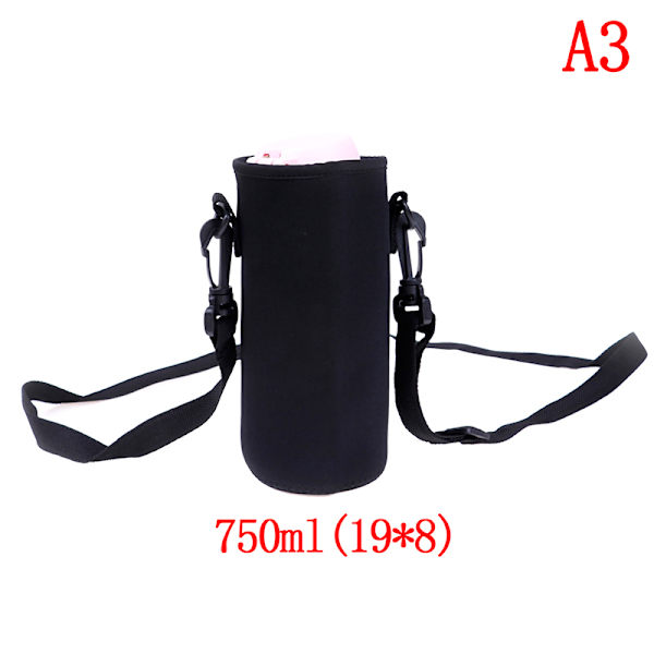 420ml-1500ml vandflaskedækselposeholderrem Black 750ml