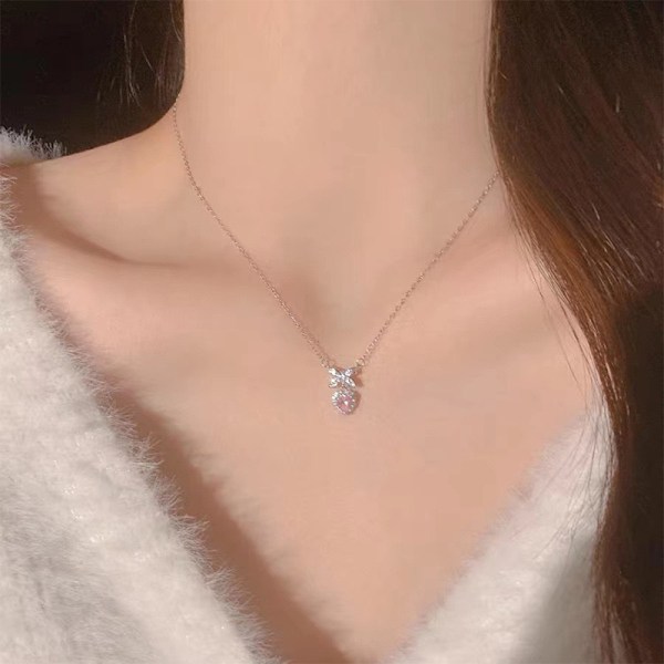 Krystall Zirkon Sløyfe Hjerte Anheng Halskjeder Elegant Mote one size
