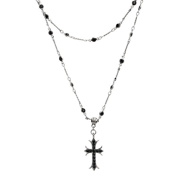 Søte Kule kvinner Cross Halskjeder Hot Punk Black Zircon Bead Lon onesize
