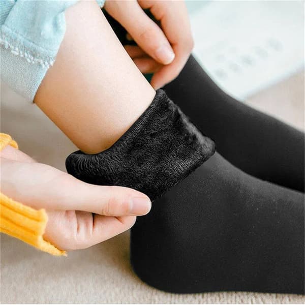 Winter Warm Thicken Thermal Socks Sømløs Sock Plus Velvet Flo Black