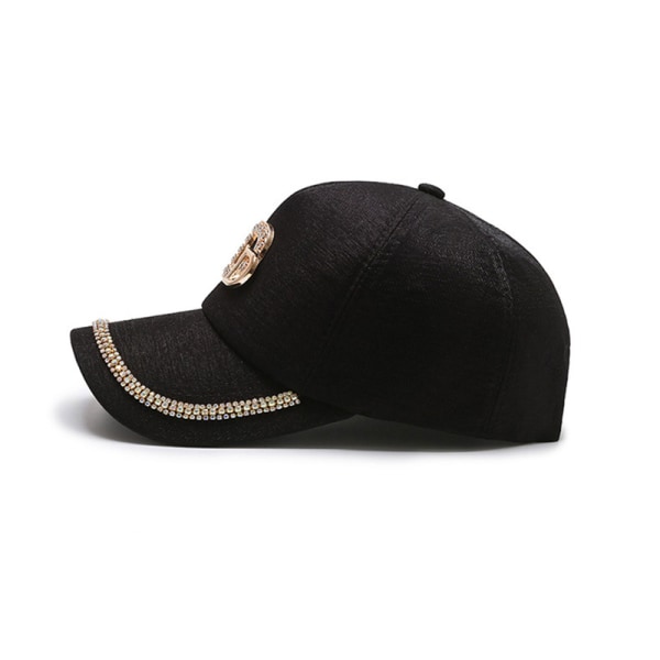 Letter D Baseballkasket rhinestone trend bomuld bling cap snapbac Black