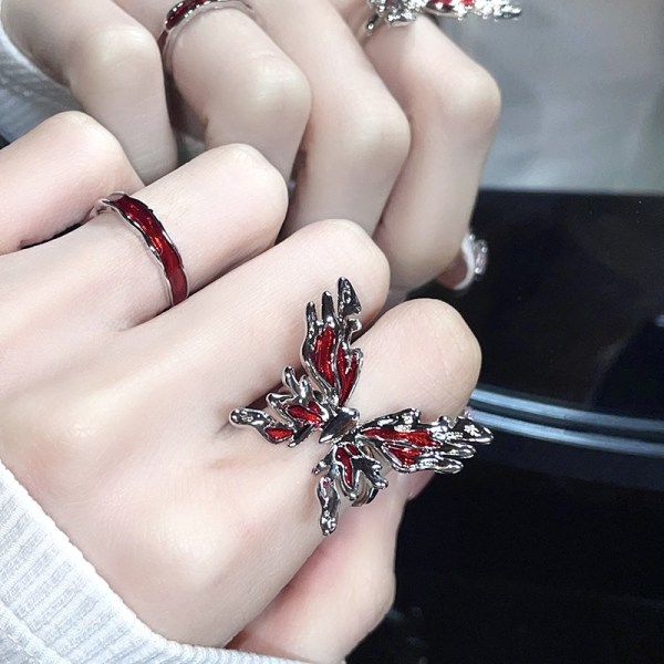 Punk Gothic Butterfly Ring Vintage Light Luxury Öppning Adjusta 2