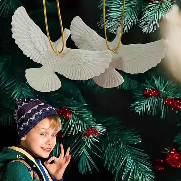 1 stk. Vennskapsduer Harpiks Julepynt Duer Jul T White