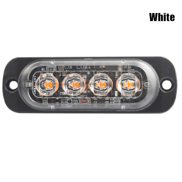 4LED bilvarningsljus Grill Blinkande haveri Nödlysdiod S White 2 pcs