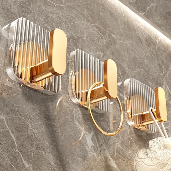 1/4 kpl Itsekiinnittyvät seinäkoukut Akryyli Kylpyhuonekoukut ripustamiseen Gold 4pcs