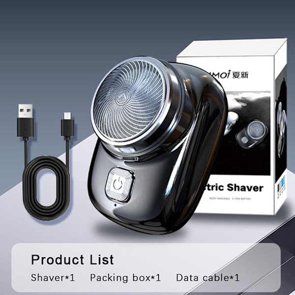 Mænds mini elektrisk barbermaskine Lommestørrelse Ansigtsskæg Barbermaskine USB Rec Light blue