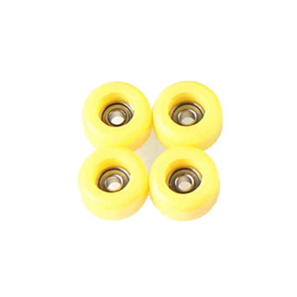 4 stk/sett PU+metalluretan CNC-lagerhjul for trefinger Yellow
