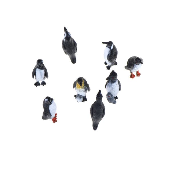 8 stk/sæt Plastic Ocean Animal Small Penguin Figur Model Legetøj 0
