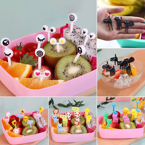 Mini Kids Animal Farm Fruit Fork Sarjakuva Välipalakakku Jälkiruoka Fr C:10pcs