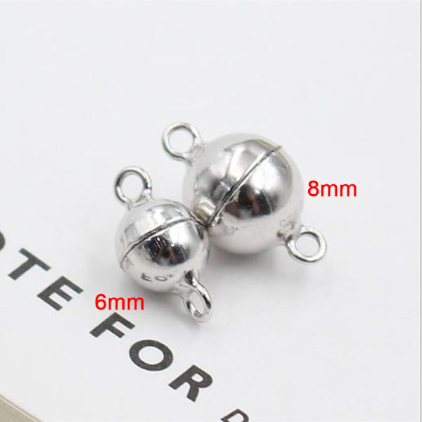 10 stk Magnetiske Hummerspenner Spennekrok Rund Ball DIY Juveler Sliver 6mm