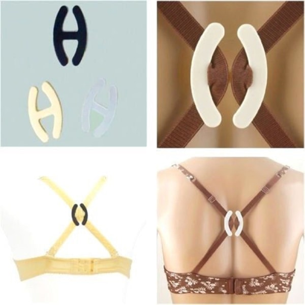 3 STK Clips Perfekt Juster BH Spænde Strap Push Up Control Nyt& Black+White+Flesh One Size