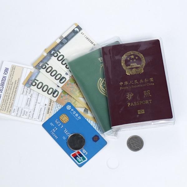 1 stk Passport Cover PVC Vanntett Veske for Passport Wallet Bus White frosted