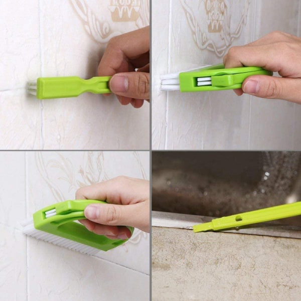 Kakelborstar Grout Cleaner Scrubber för rengöring av badrum Kitc Green 2 in 1