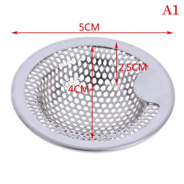 3 storlekar rostfritt stål diskbänk Sil Avloppshål Filter Mesh Dra S