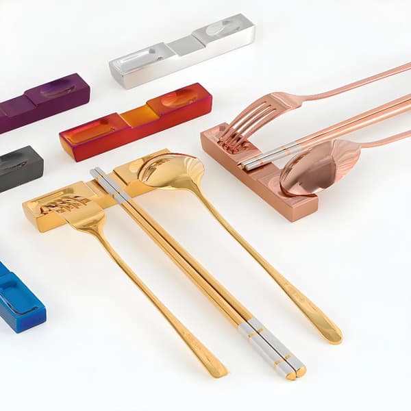 Rustfrit stål gaffel ske bestikholder pindeholder pindhvile Black