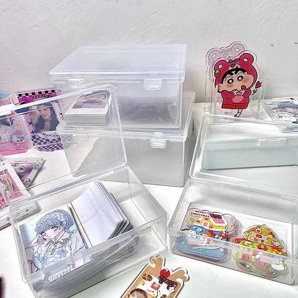INS Transparent Plastic Opbevaringsboks Fotokort Holder Skrivebord Stor A1