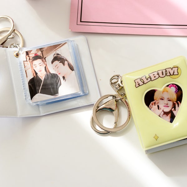 Mini 1 tuuman valokuva-albumi avaimenperällä Kpop Hollow Love Photo Ho Pink