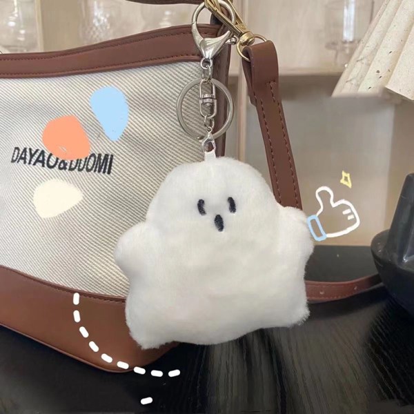 White Ghost Keychain Skoleveske Anheng Doll e Plush Bag Hangin onesize